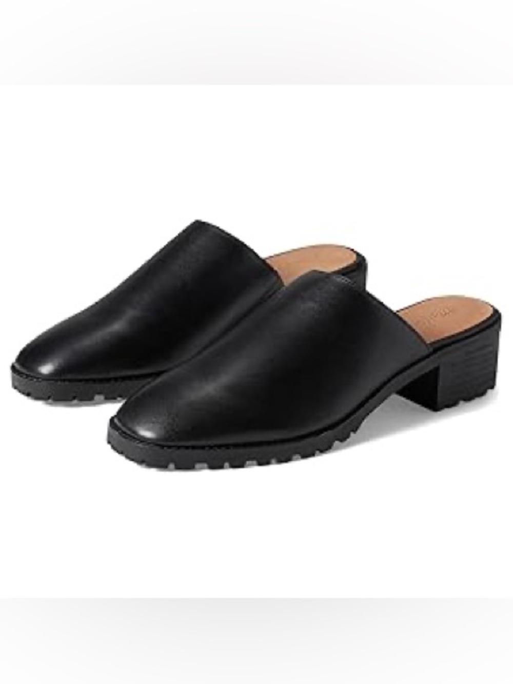 New Madewell Black Leather Slip-On Mule Heels Size 8.5